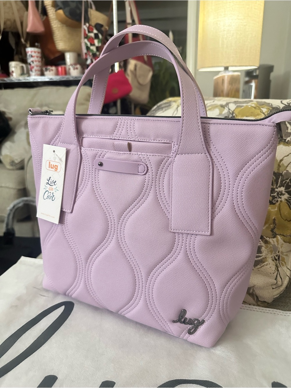 lug Alto Matte Luxe Sugar Plum Quilted Convertible Tote Crossbody NWT $119 MSRP - Picture 15 of 16